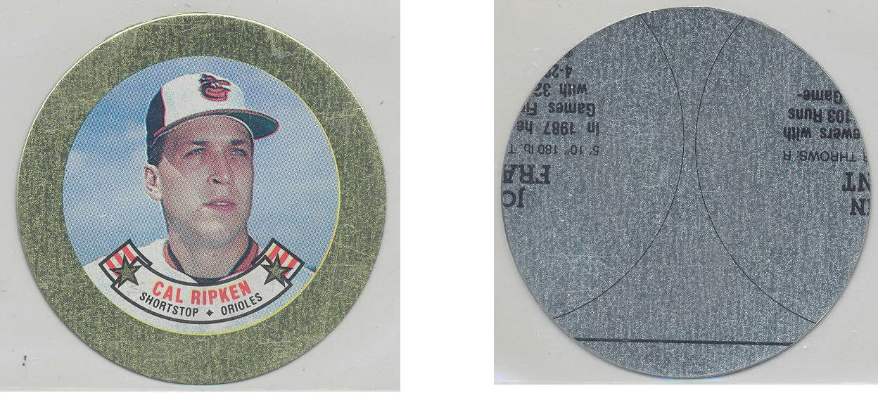 1988 Topps Baseball Coins Metal Proof Discs 024 Cal Ripken Jr.